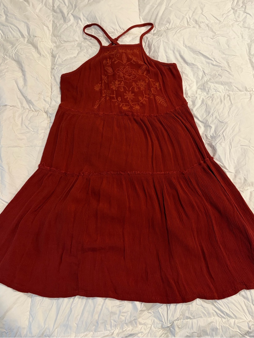 Mossimo Supply Co. Women’s Rust Red Orange Halter Sundress with Floral Design